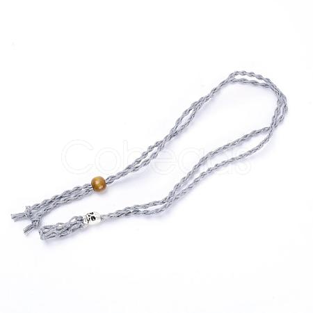 Adjustable Braided Waxed Cord Macrame Pouch Necklace Making MAK-WH0009-02C-1