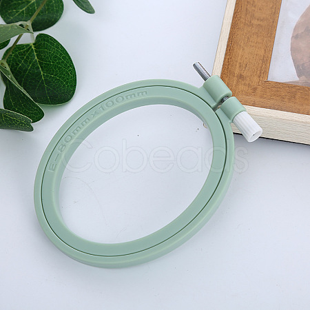Adjustable ABS Plastic Oval Embroidery Hoops TOOL-PW0003-016A-1