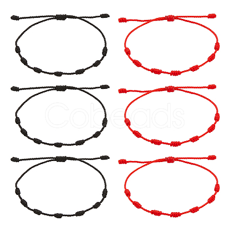 ANATTASOUL 6Pcs 2 Colors Wool Braided Kont Cord Bracelets Set BJEW-AN0001-24-1