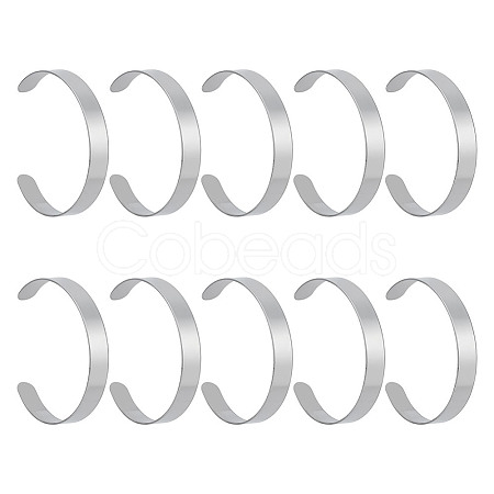 GOMAKERER 10Pcs 304 Stainless Steel Open Cuff Bangles BJEW-GO0001-02A-1