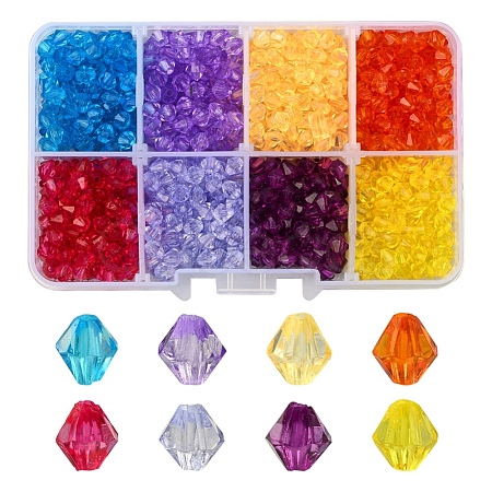 1160Pcs 8 Colors Transparent Acrylic Beads MACR-YW0001-86-1