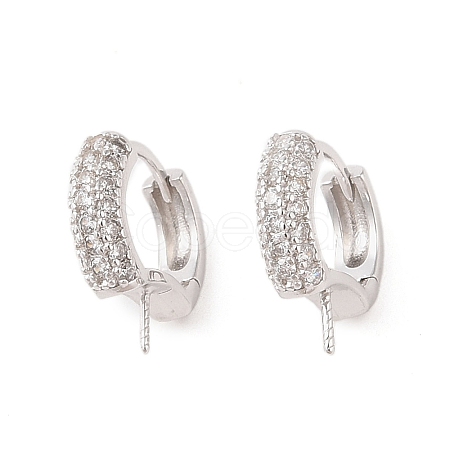 925 Sterling Silver with  Micro Pave Cubic Zirconia Hoop Earrings Findings STER-B004-16P-1