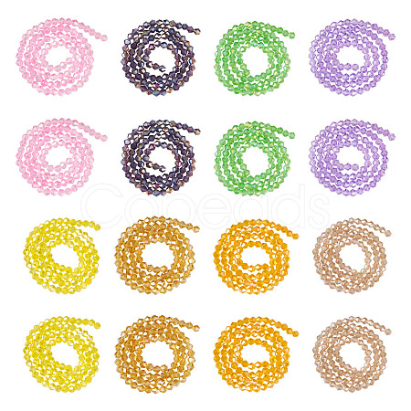 16 Strand 16 Color Transparent Electroplate Glass Beads Strands EGLA-TA0001-23-1