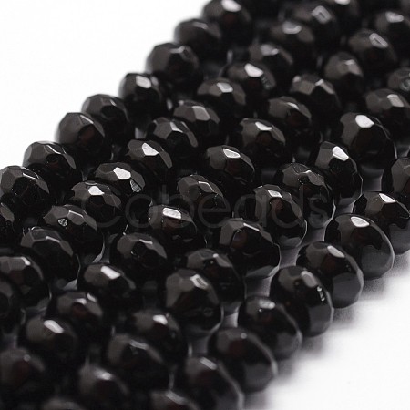 Natural Black Onyx Beads Strands G-P161-23-8x5mm-1