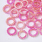 ABS Plastic Imitation Pearl Linking Rings, Rainbow Gradient Mermaid Pearl, Round Ring, Hot Pink, 10x3mm, Inner Diameter: 6mm, about 1000pcs/bag