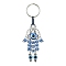 Alloy with Resin Evil Eye Charms Keychains, with Iron Split Ring, Hamsa Hand, 10.7cm