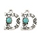 Synthetic Turquoise & Alloy Pendants, Letter Charms, Antique Silver, Letter D, 25x19x5mm, Hole: 3mm