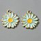 Light Gold Plated Alloy Enamel Pendants, Daisy Charms, Light Cyan, 18x16x1mm, Hole: 1.3mm