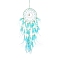 Woven Web/Net with Feather Hanging Ornaments, Iron Ring and Wood Beads for Home Living Room Bedroom Wall Decorations, Dark Turquoise, 685mm