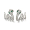 Brass Pave Cubic Zirconia Clip-on Earrings, Snake, Platinum, 16.5x15mm