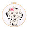 DIY Puppy Dog Embroidery Kit for Beginners, Included Plastic Embroidery Hoop, Needle, Threads, Cotton Fabric, Dalmatian Pattern, Hoop: 20x20cm