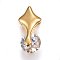 304 Stainless Steel Charms, with Cubic Zirconia, Rhombus, Clear, Golden, 14x7x6mm, Hole: 4x3mm