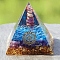 Orgonite Pyramid Resin Energy Generators, Gemstone Chips Inside for Home Office Desk Decoration, Dodger Blue, 50mm