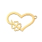 304 Stainless Steel Pendants, Laser Cut, Heart with Clover Charm, Real 18K Gold Plated, 21x13x1mm, Hole: 1.2mm