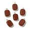 Natural Red Jasper Faceted Pendants, Golden Tone Brass Rectangle Charms, 19x11.5x4mm, Hole: 1.6mm