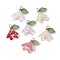 Glass with Acrylic Imitation Pearl Pendants, Flower Charms, Mixed Color, 15~15.5x13x13mm, Hole: 2mm