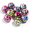 10Pcs UV Plating Colours Acrylic Beads, Printed Straight Hole Round Beads, Mixed Color, 15x15mm, Hole: 3mm