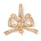 Brass Micro Pave Cubic Zirconia Peg Bails, Bowknot, Real 14K Gold Plated, 17x24.5x4mm, Pin: 0.8mm