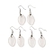 Natural Quartz Crystal Dangle Earrings, with Rack Plating Brass Earring Hooks, Lead Free & Cadmium Free, Leaf, 50x18mm