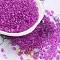 Glass Seed Beads, Transparent Colours Luster, Peanut, Fuchsia, 4~4.5x2~2.5x2~2.5mm, Hole: 0.8~0.9mm, about 10000pcs/pound