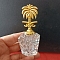 Transparent Glass Perfume Bottles, Refillable Essential Oil Bottles, with Golden Tone Alloy Cover, Coconut Tree, 9x4cm