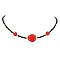 Glass Seed Beaded Necklaces, Red Rose Flower Resin Necklaces for Women, Black, 16.14 inch(41cm)