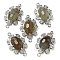 Natural Labradorite Faceted Oval Connector Charms, Rack Plating Brass Micro Pave Clear Cubic Zirconia Flower Links, Platinum, 25.5x16x7mm, Hole: 1.2mm