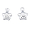 Brass Charms, Cadmium Free & Nickel Free & Lead Free, Star with Lucky Character, Platinum, 9x7x4mm, Hole: 1.2mm