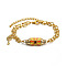 Brass Enamel Charm Bracelets, with Rhinestone, Orange, 7-7/8 inch(20cm)