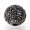 Brass Micro Pave Cubic Zirconia Beads, Round, Black, Gunmetal, 8mm, Hole: 1.5mm