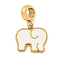 Ion Plating(IP) 304 Stainless Steel Enamel European Dangle Charms, Elephant Large Hole Pendants, Golden, White, 23mm, Hole: 4.5mm, Elephant: 13x15x1.5mm