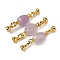 Rack Plating Brass and Amethyst Flod Over Clasps, Oval, Real 18K Gold Plated, 48~50mm