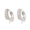 925 Sterling Silver with  Micro Pave Cubic Zirconia Hoop Earrings Findings, Real Platinum Plated, 16x14.5x5mm, Pin: 0.8x1mm