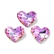 Glass Rhinestone Cabochons, Point Back & Back Plated, Faceted, Heart, Fuchsia, 10x12x5mm