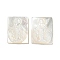 Carved Natural White Shell Cabochons, Rectangle, Creamy White, 15.5x12x2.2~2.6mm