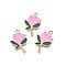 Rack Plating Alloy Pendants, Cadmium Free & Lead Free, Flower, Pearl Pink, 24.5x15.5x2mm, Hole: 1.6mm