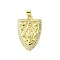 Real 18K Gold Plated Brass Micro Pave Cubic Zirconia Pendants, Shield with Virgin, Clear, 29x19x3mm, Hole: 3.5x4.5mm