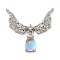 Brass Micro Pave  Cubic Zirconia Pendant, Wings, Light Sky Blue, 22x22x5mm, Hole: 0.8mm