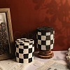 Chessboard Pattern Column Candle Jar Molds DIY-G098-04-2