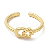 Moon & Flower Rack Plating Brass Open Cuff Finger Rings for Women RJEW-L123-011G-2