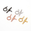 Brass Micro Pave Cubic Zirconia Ring Toggle Clasps ZIRC-E010-24-1
