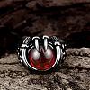 Punk 316L Stainless Steel Oval Red Corundum Rings For Men RJEW-BB01154-10-2