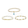 3Pcs 3 Style Natural White Jade & Moonstone Beaded Stretch Bracelets Set BJEW-JB09120-4