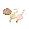 Enamel Peony with Rhinstone Dangle Earrings EJEW-JE05131-02-2