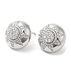 Rack Plating Brass Half Round with Sun Stud Earrings with Crystal Rhinestone for Women EJEW-D059-14P-1