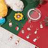 Christmas Theme Alloy Enamel Santa Claus/Snowman Charm Locking Stitch Markers HJEW-PH01810-5