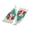 Boho Seed Bead Christmas Father Tassel Earrings EJEW-Q380-03C-2