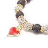 Natural Lava Rock Stretch Bracelet with Rhinestone Beads BJEW-JB07723-01-4