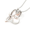 Clear Cubic Zirconia Heart with Rose Pendant Necklace NJEW-F293-01B-RG-3