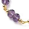 Glass Rondelle & Brass Beaded Bracelet for Women BJEW-JB08605-4